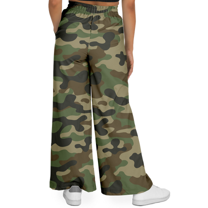 Camo Wide Leg Pants | Classic Green