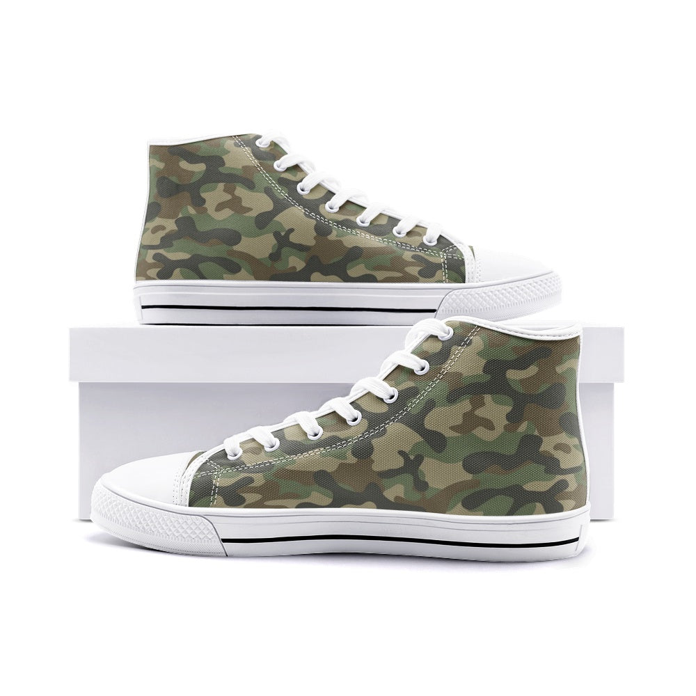 Camo Shoes | High Top Canvas | Military Brown Camouflage