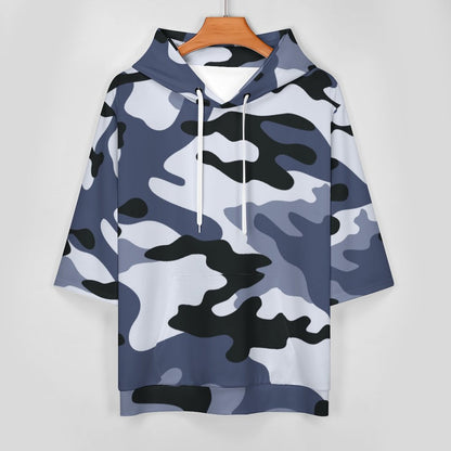 Short Sleeve Hoodie | Light Blue Camouflage