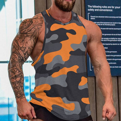 Camo Tank Top | Orange, Gray & Black