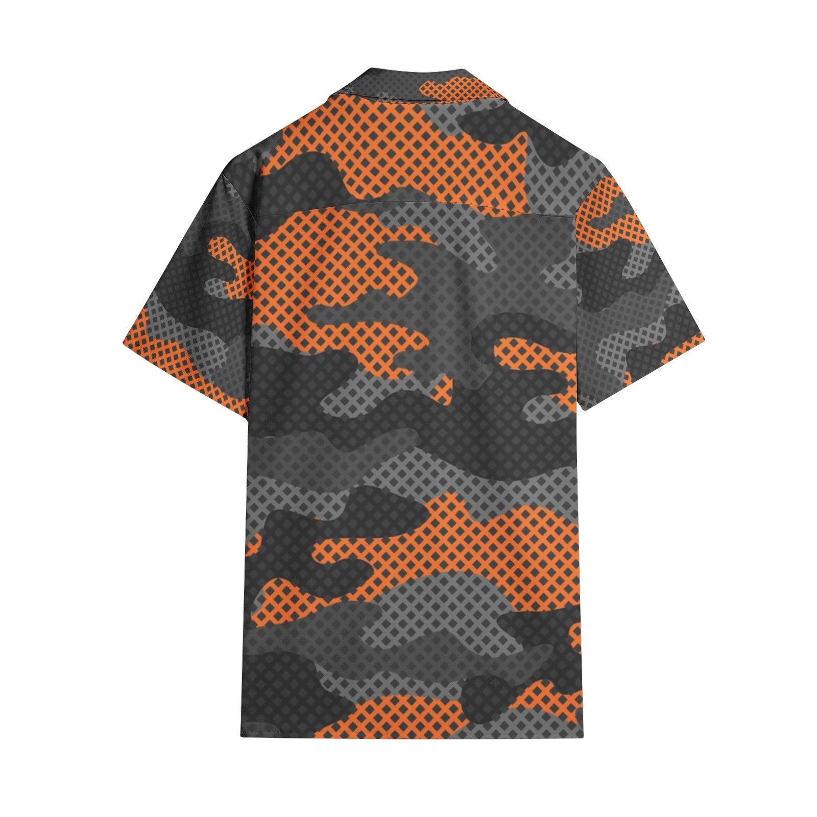 Cotton Camo Shirt For Men | Black & Orange Pixel Short-Sleeve