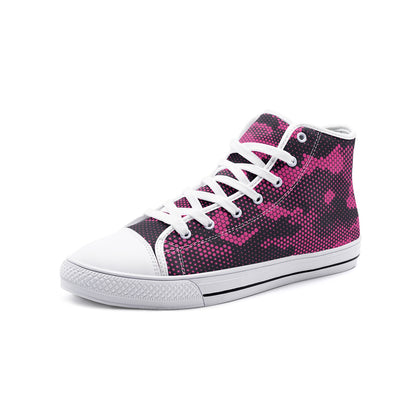 Camo Shoes | High Top Canvas | Digital Pink Camouflage