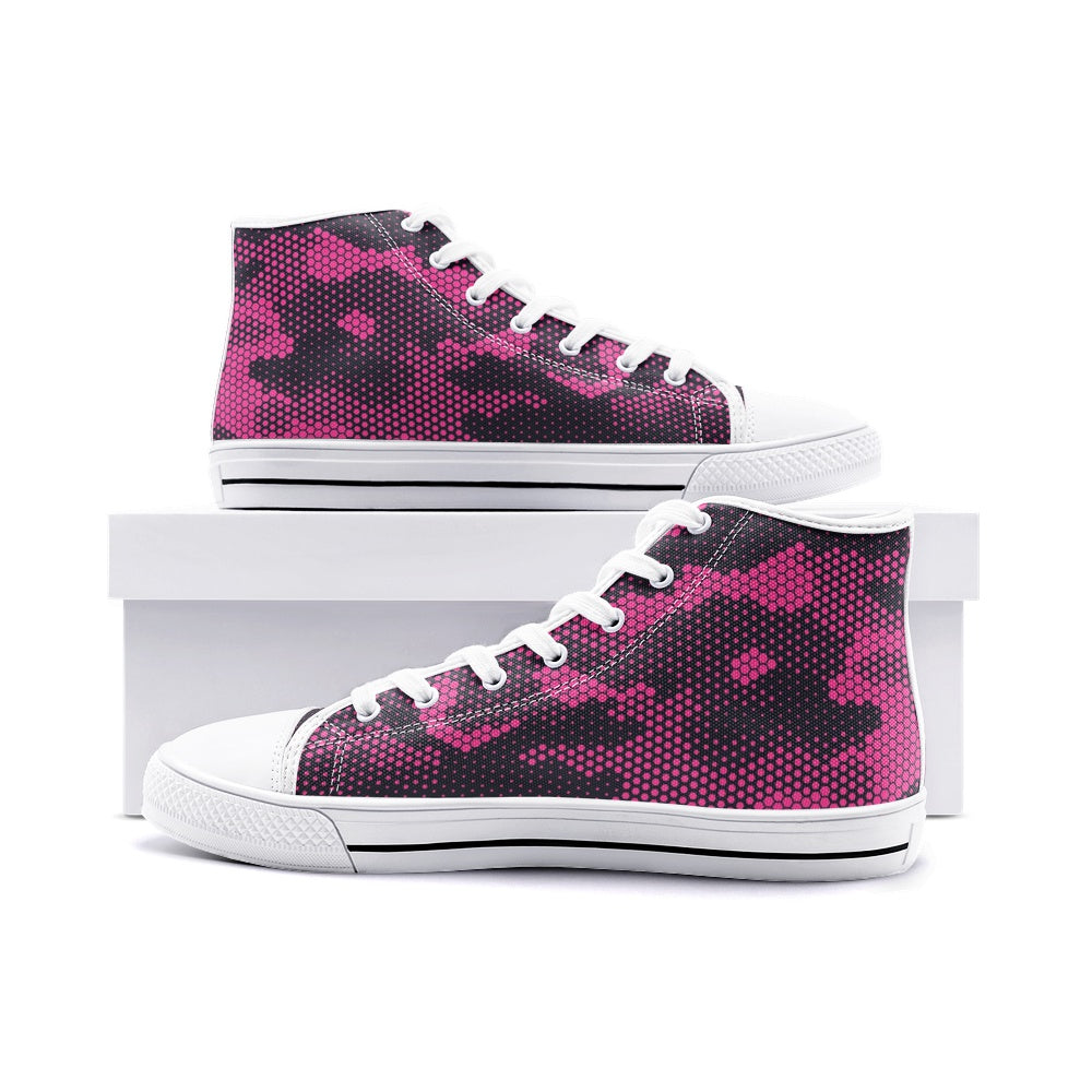 Camo Shoes | High Top Canvas | Digital Pink Camouflage