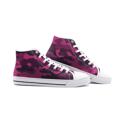 Camo Shoes | High Top Canvas | Digital Pink Camouflage