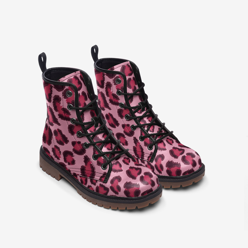 Leopard Boots | Lightweight Leather | Pink, Cherry & Black