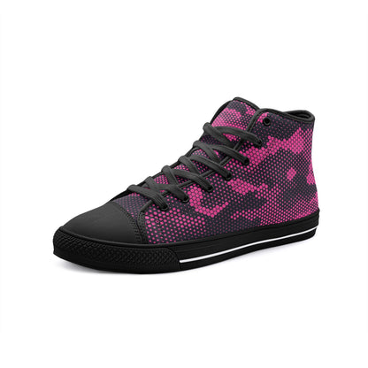 Camo Shoes | High Top Canvas | Digital Pink Camouflage