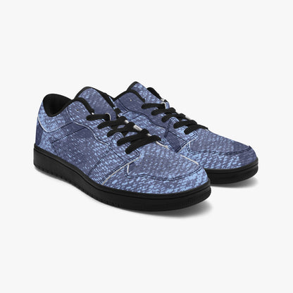 Camo Sneakers | Denim Blue Low-Top Leather Camouflage Shoes