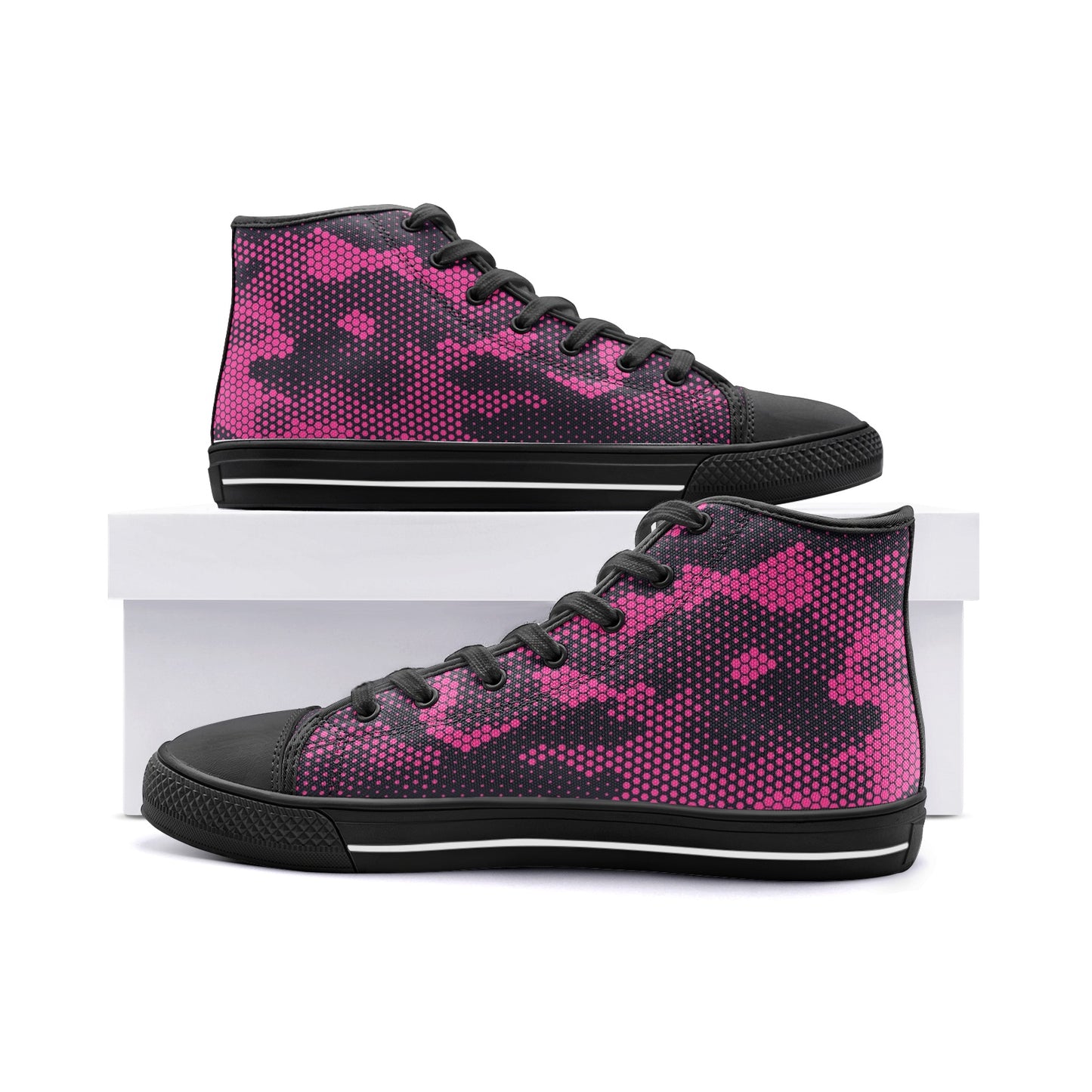 Camo Shoes | High Top Canvas | Digital Pink Camouflage