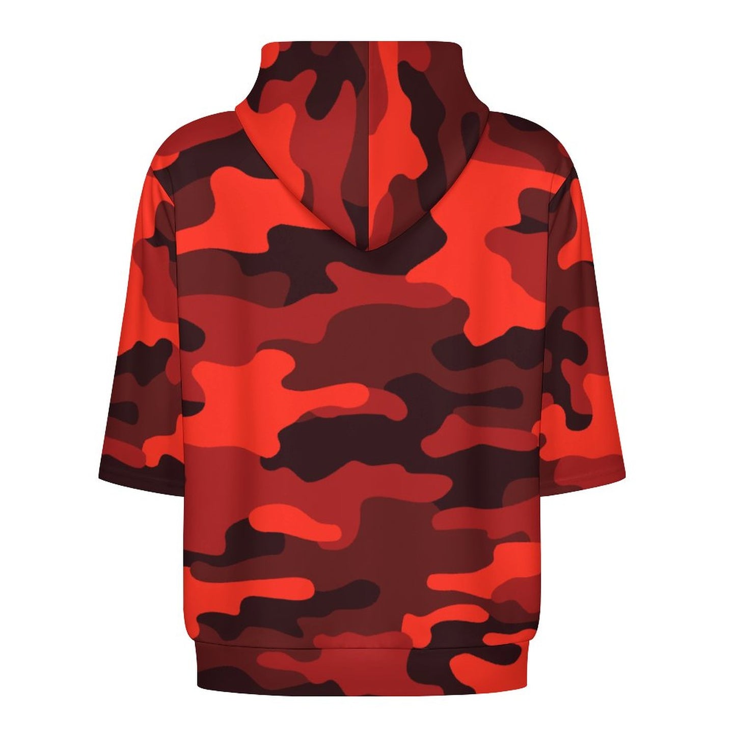 Short Sleeve Hoodie | Scarlet Red & Black Camouflage