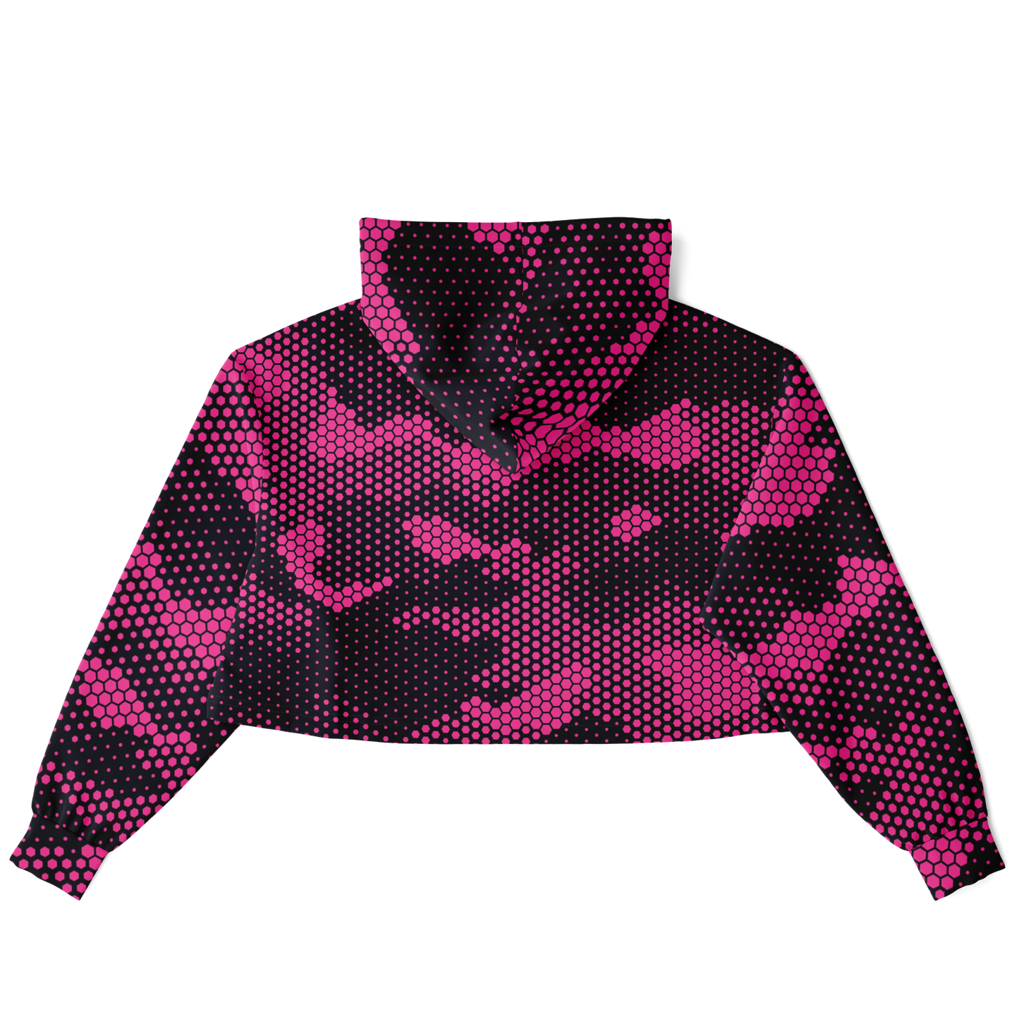 Cropped Hoodie For Women | Pink Digital Dotted Hexagonal