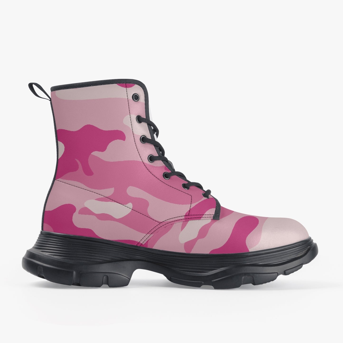 Chunky Boots | Leather in Lavender Pink Camouflage