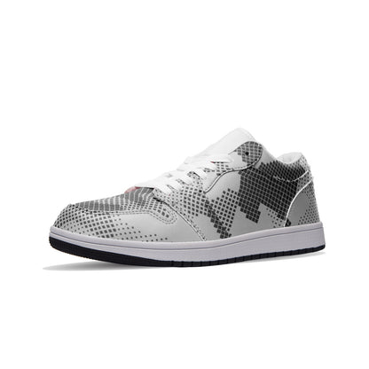 Camo Low Top Leather Sneakers | Gray Digital