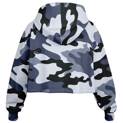 Cropped Hoodie For Women | Light Blue Camouflage