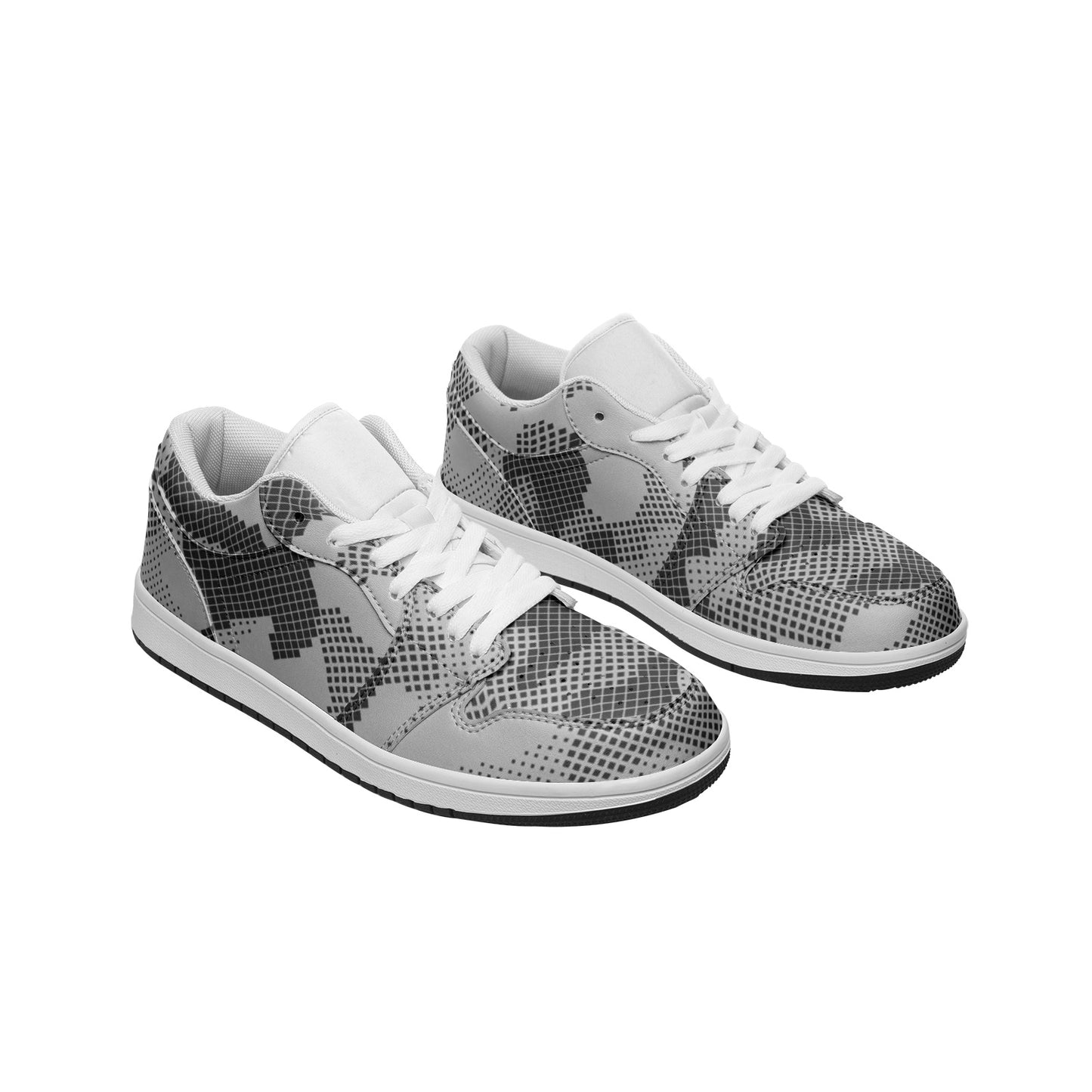 Camo Low Top Leather Sneakers | Gray Digital