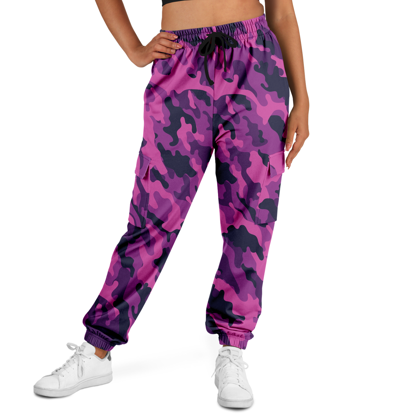 Pink Camo Cargo Pants | Blue & Magenta Mixed Camouflage