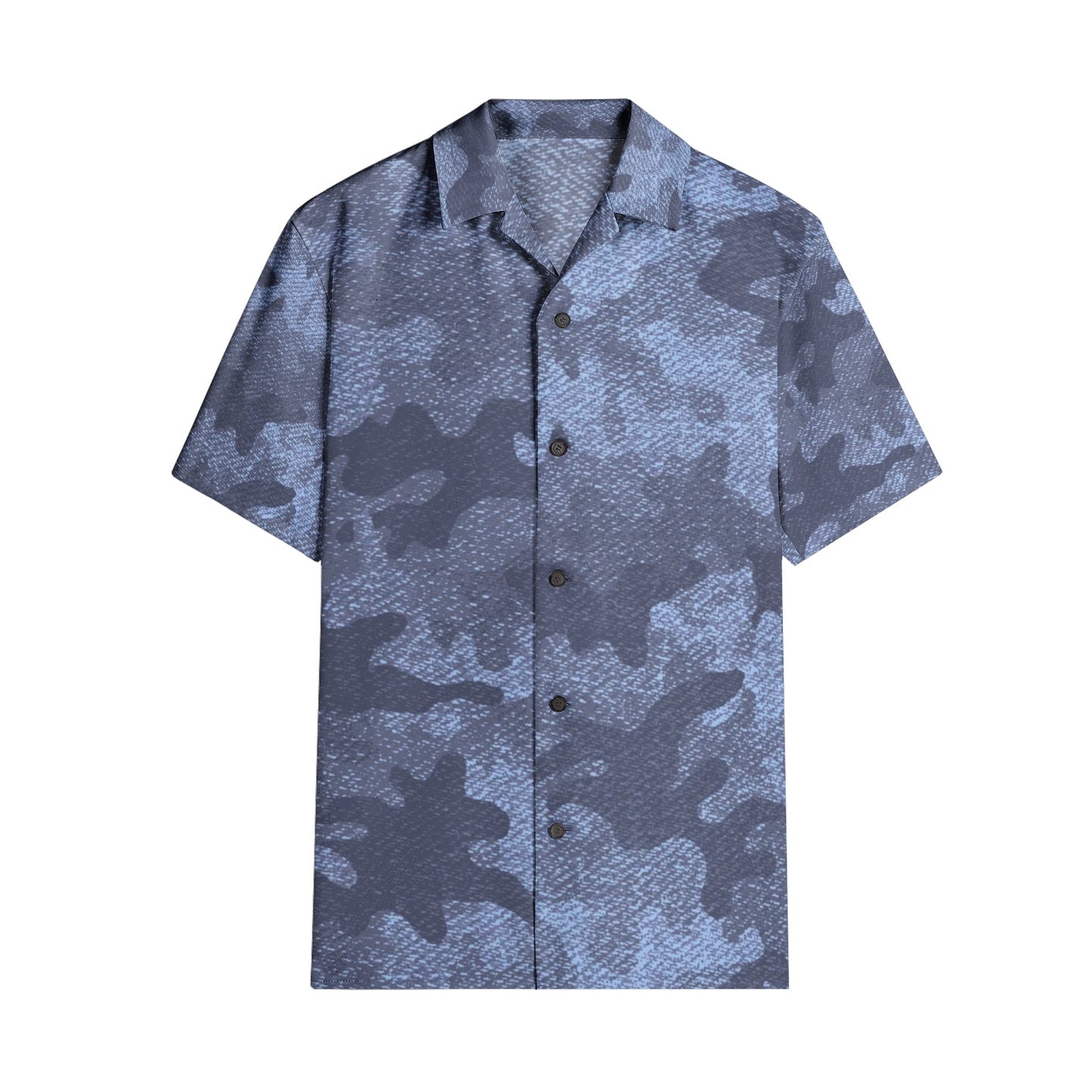 Cotton Camo Shirt For Men | Denim Blue Short-Sleeve