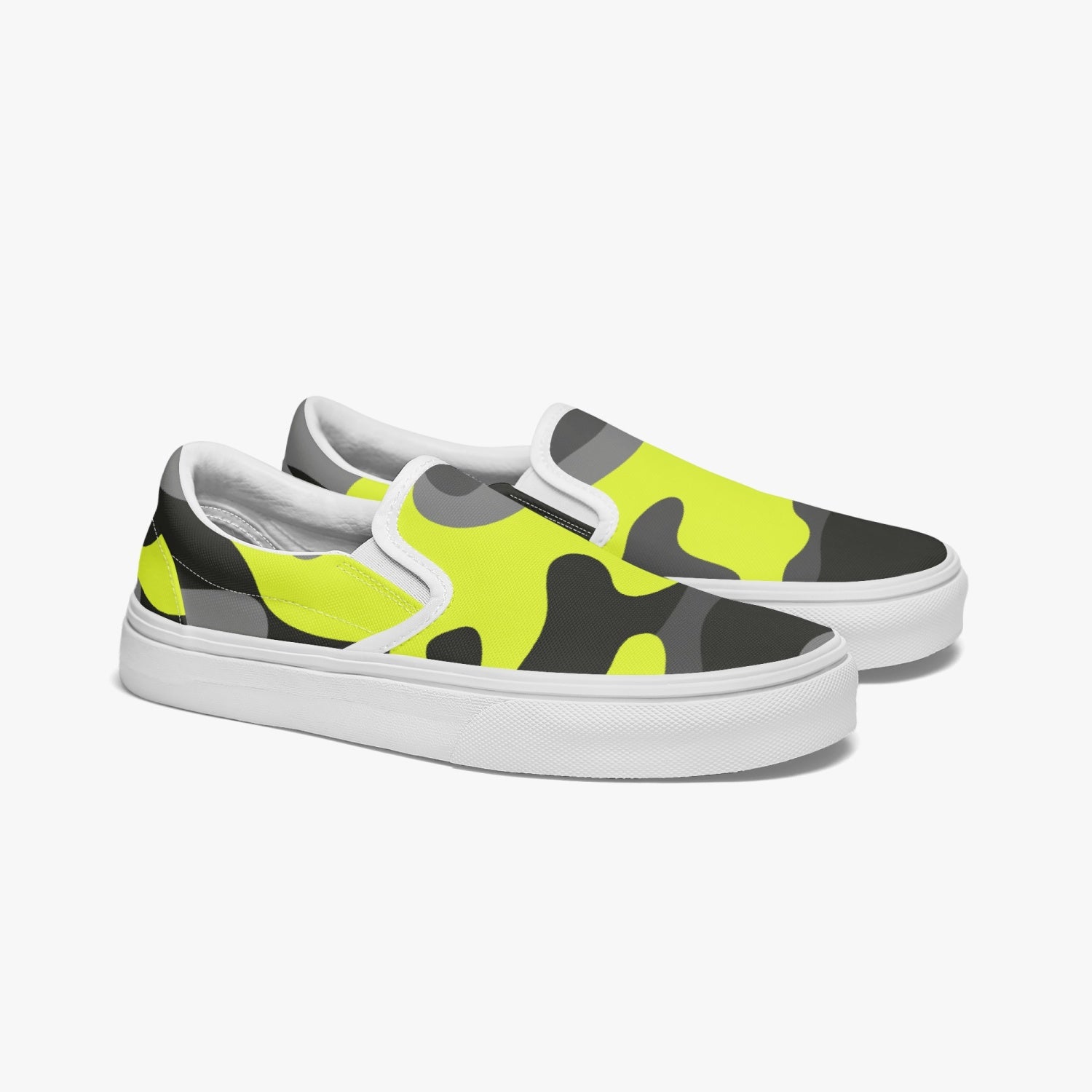 Camo Slip-On Shoes | Yellow, Black and Gray Camouflage