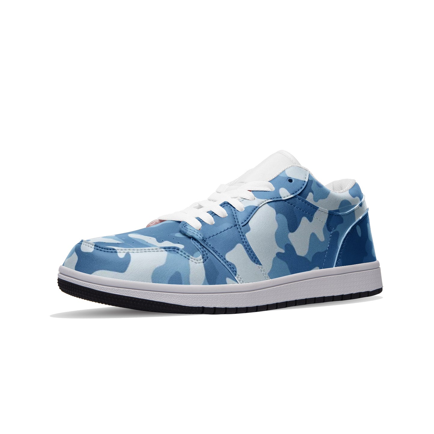 Military Blue Camo Sneakers | Unisex Low Top Leather