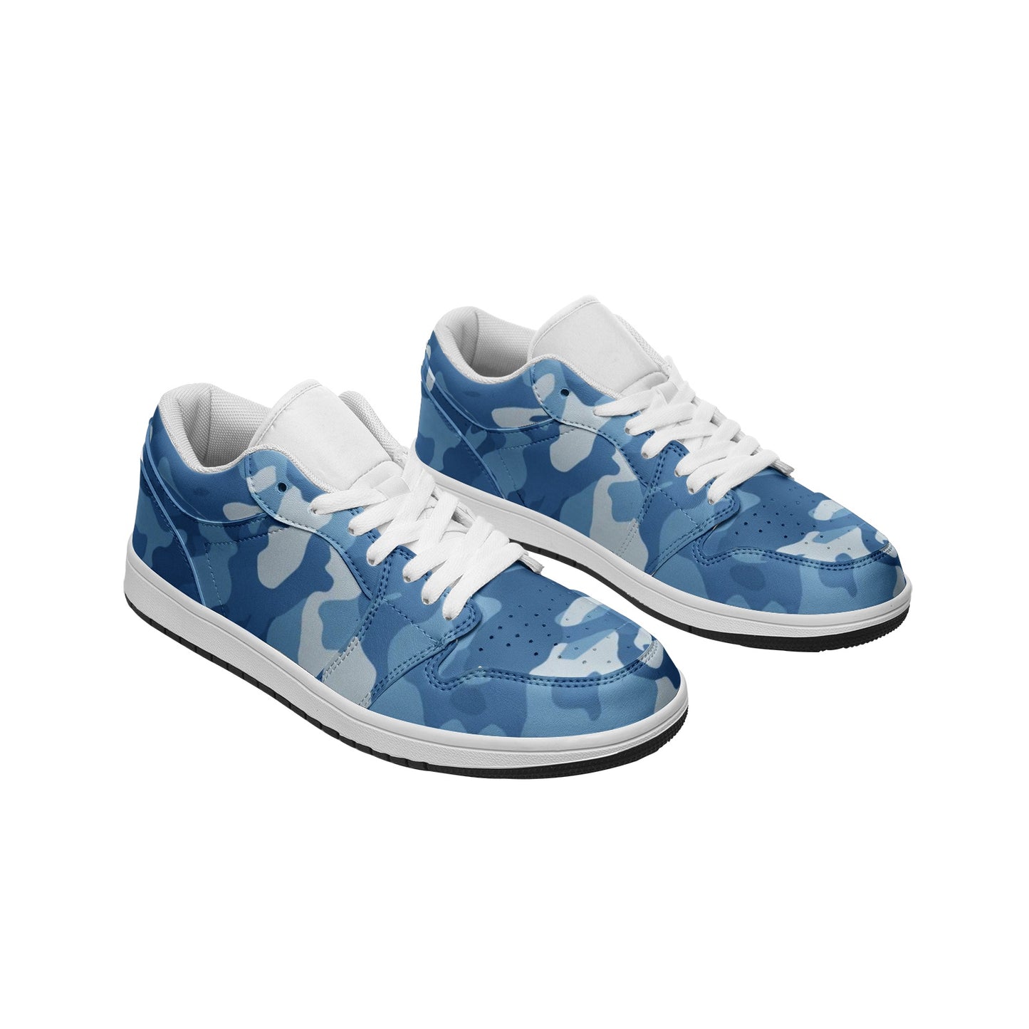 Military Blue Camo Sneakers | Unisex Low Top Leather