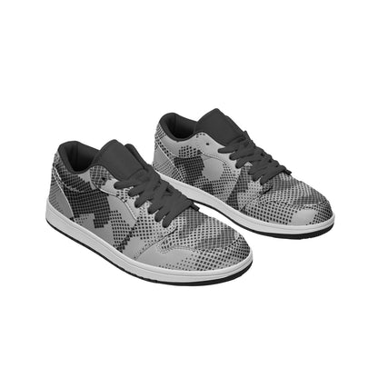 Camo Low Top Leather Sneakers | Gray Digital