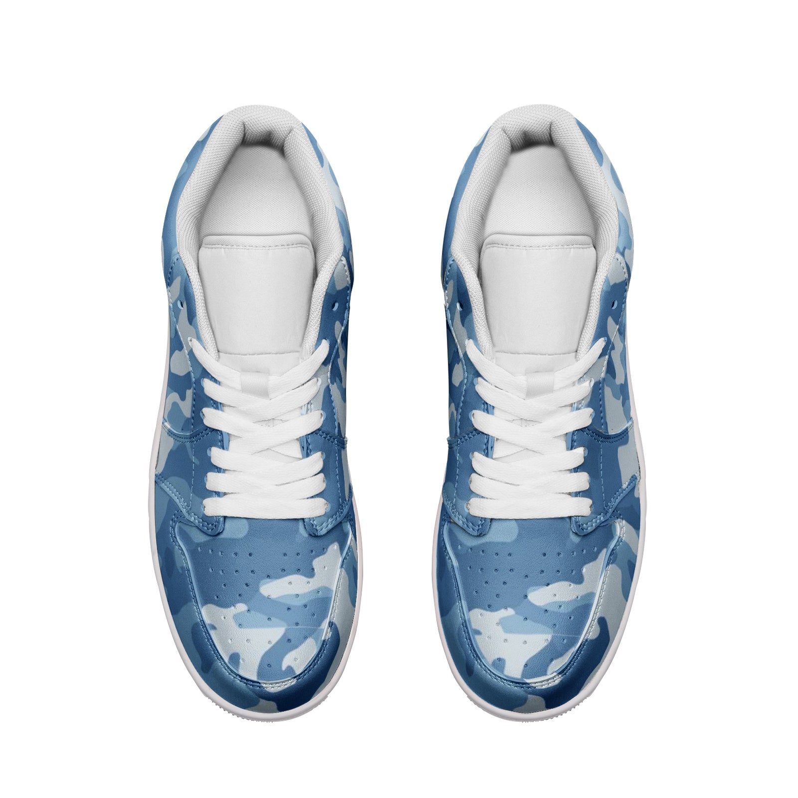 Military Blue Camo Sneakers | Unisex Low Top Leather