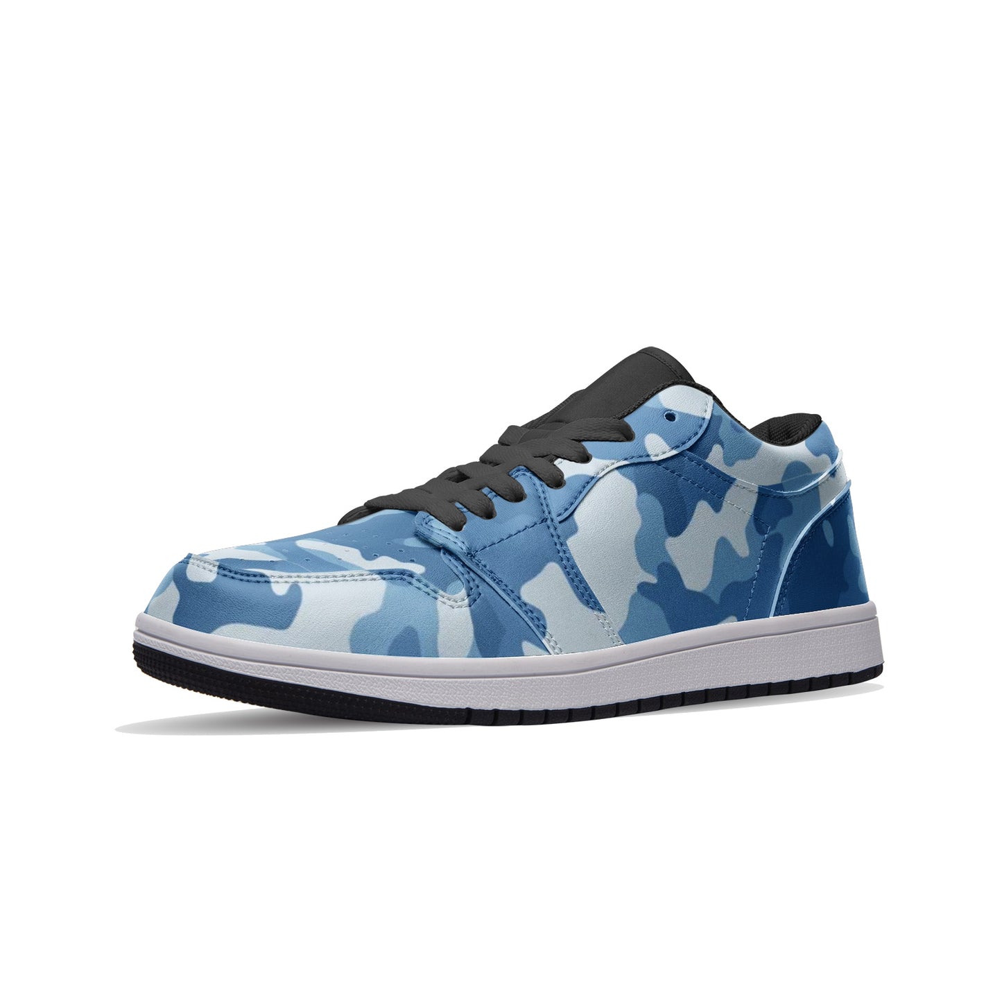 Military Blue Camo Sneakers | Unisex Low Top Leather