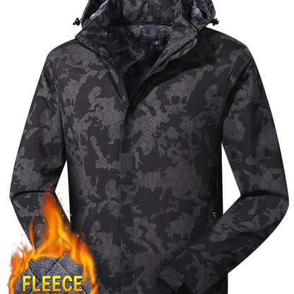 Men's Winter Camo Jacket: Waterproof, Detachable Hood, Plus Velvet