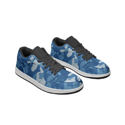 Military Blue Camo Sneakers | Unisex Low Top Leather