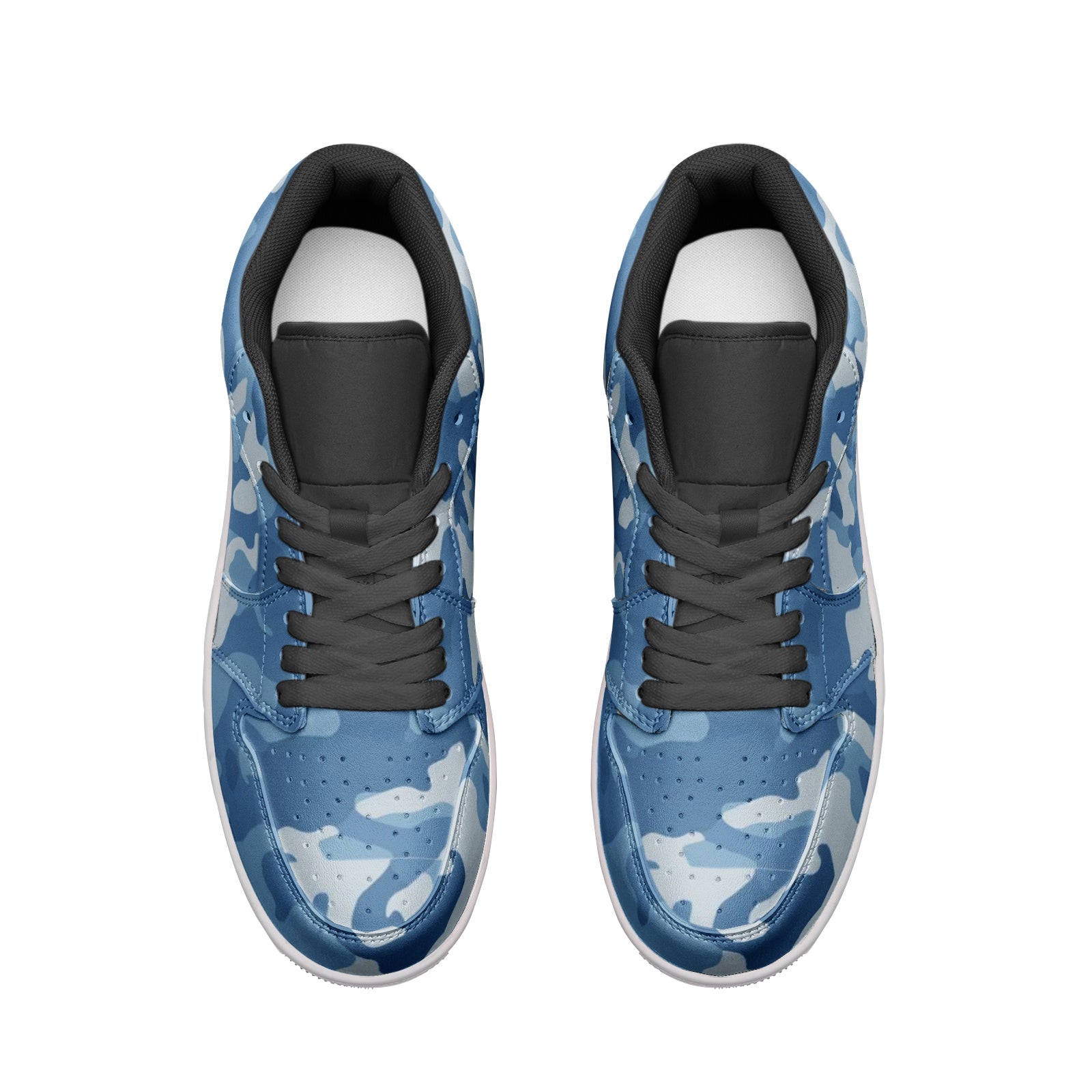 Military Blue Camo Sneakers | Unisex Low Top Leather