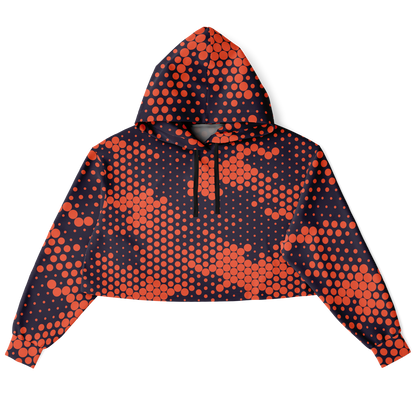 Cropped Hoodie | Orange & Blue Digital Dotted Camouflage