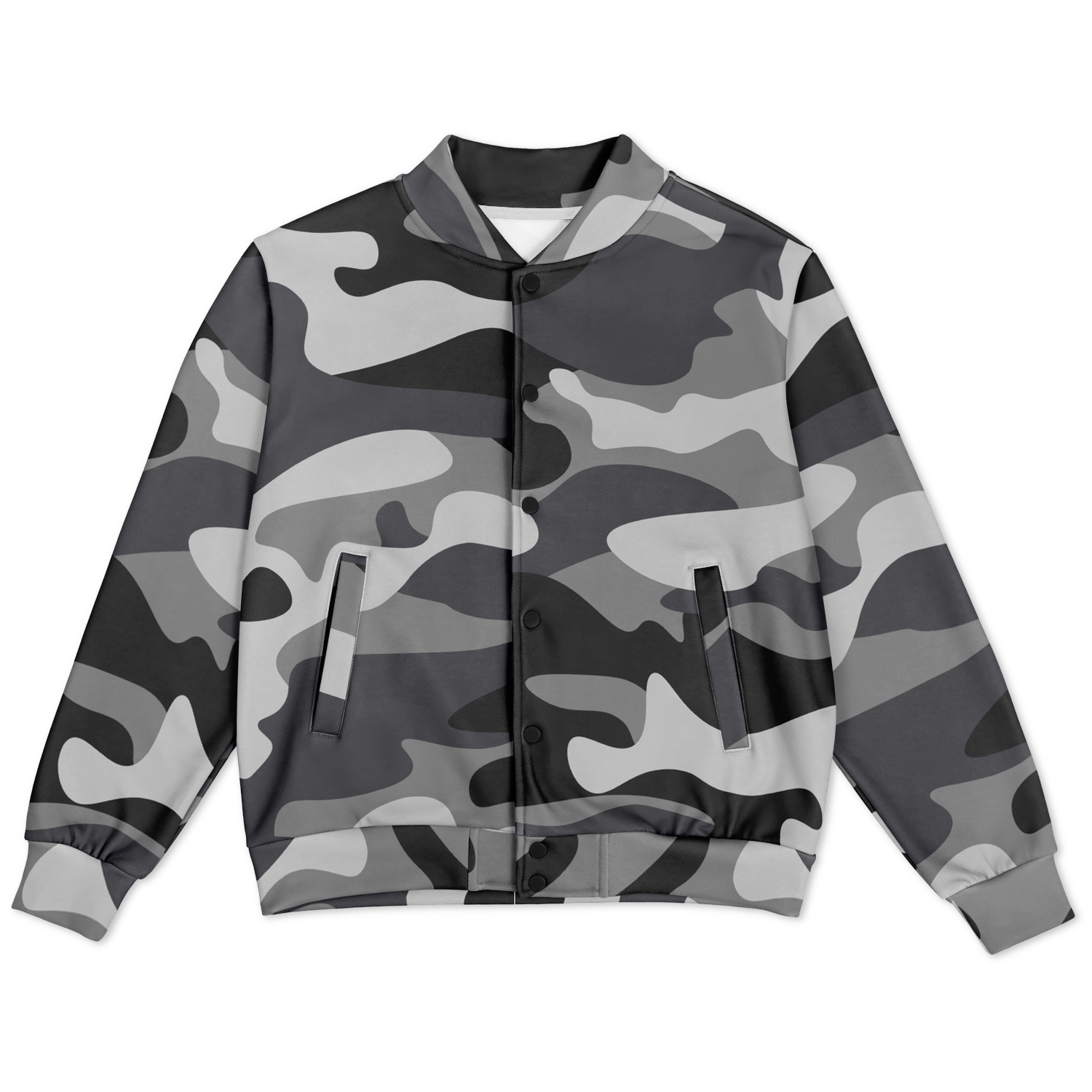 Shade Of Grey Baseball Jacket | Camouflage Print