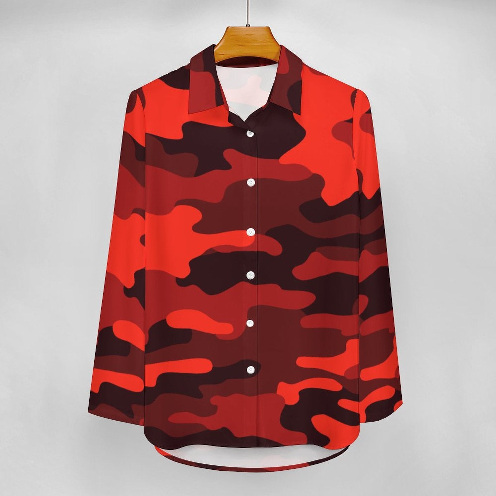 Women's Button-Up Camo Shirt | Scarlet Red & Black