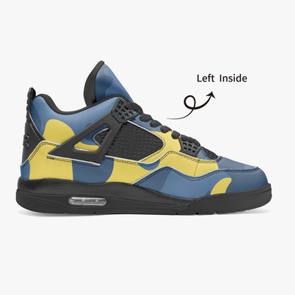 Camo Jordans AJ4 | Blue & Yellow Military Camouflage