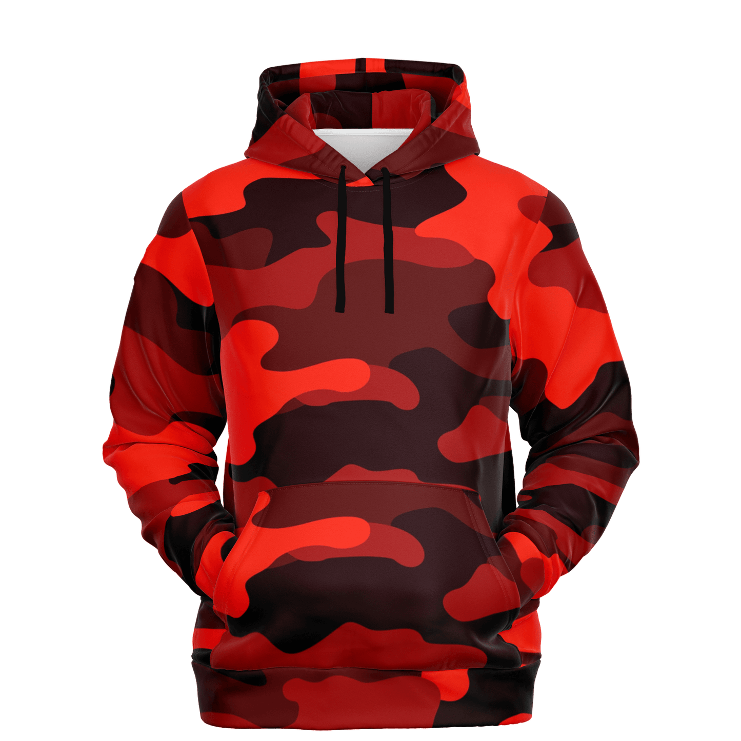 Camo Hoodie | Scarlet Red & Black Camouflage Pullover