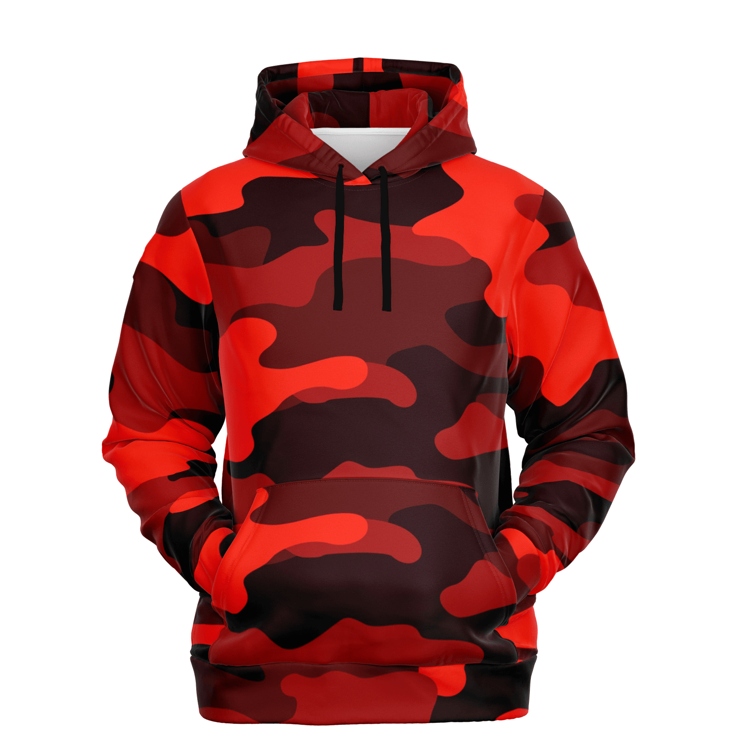 Camo Hoodie | Scarlet Red & Black Camouflage Pullover