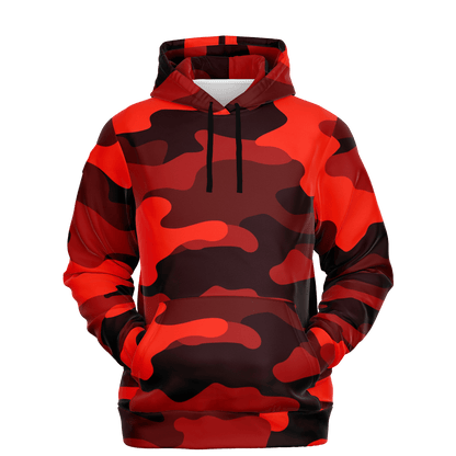 Camo Hoodie | Scarlet Red & Black Camouflage Pullover