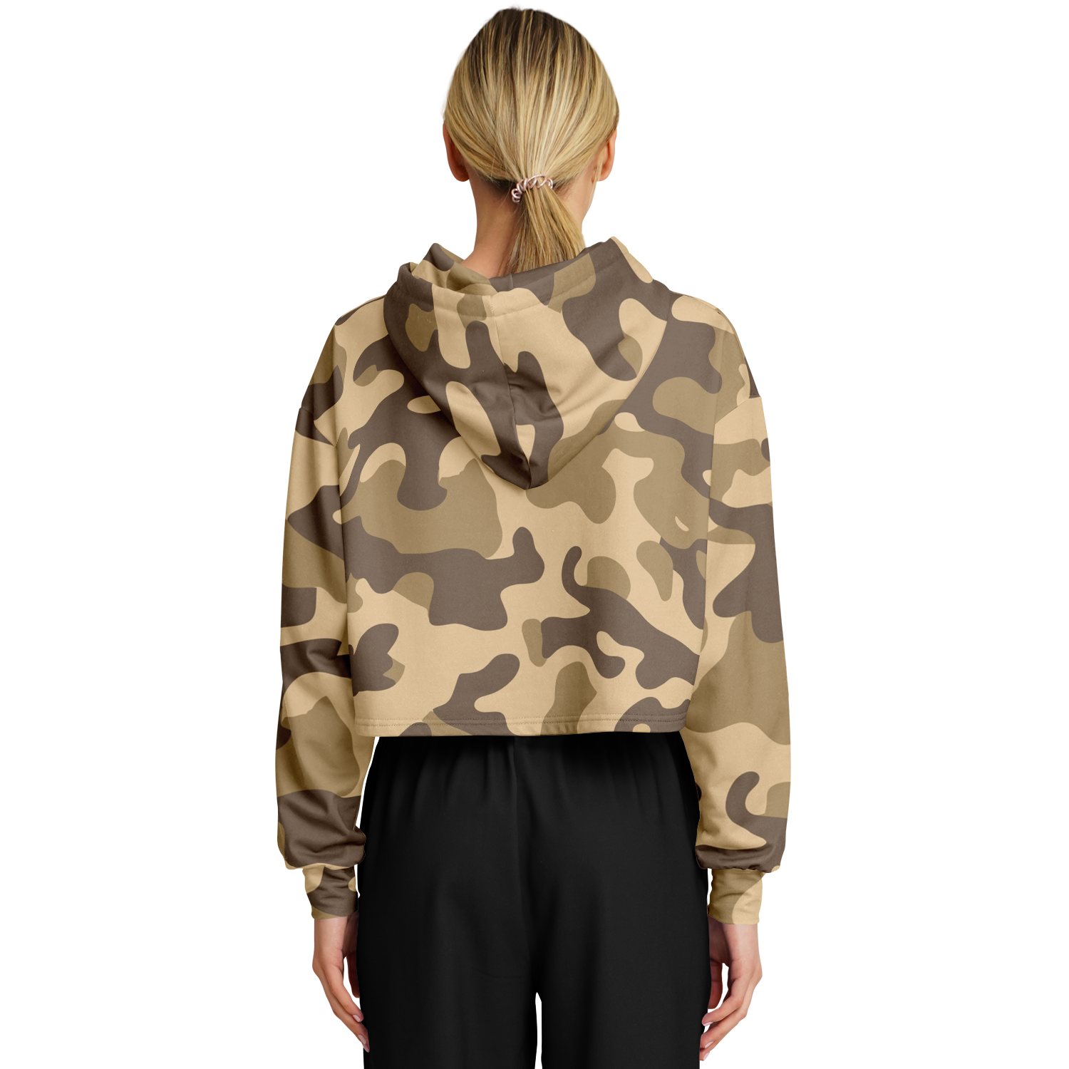 Cropped Hoodie For Women | Khaki Camouflage