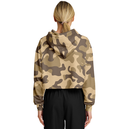 Cropped Hoodie For Women | Khaki Camouflage