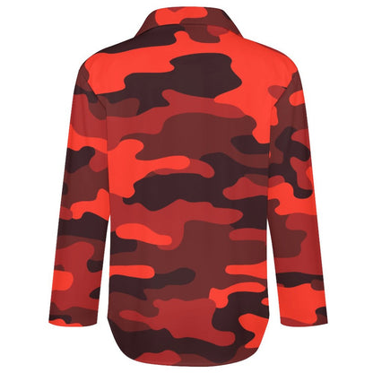 Women's Button-Up Camo Shirt | Scarlet Red & Black