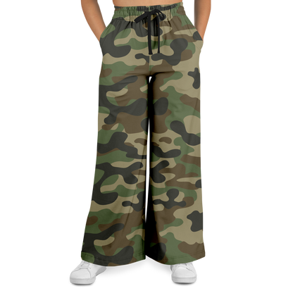 Camo Wide Leg Pants | Military Brown Camouflage