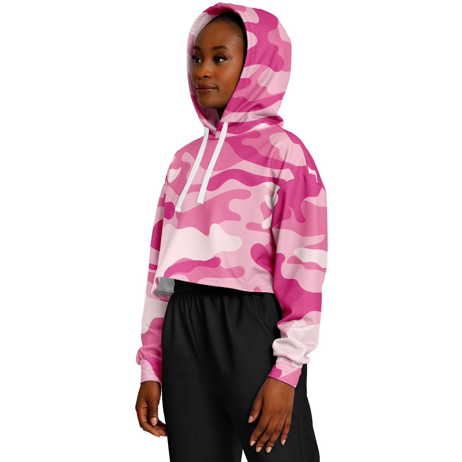 Cropped Hoodie For Women | Lavender Pink Camouflage