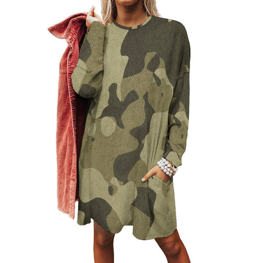 Camo Shirt | Loose Fit Long Sleeves | Green Fabric