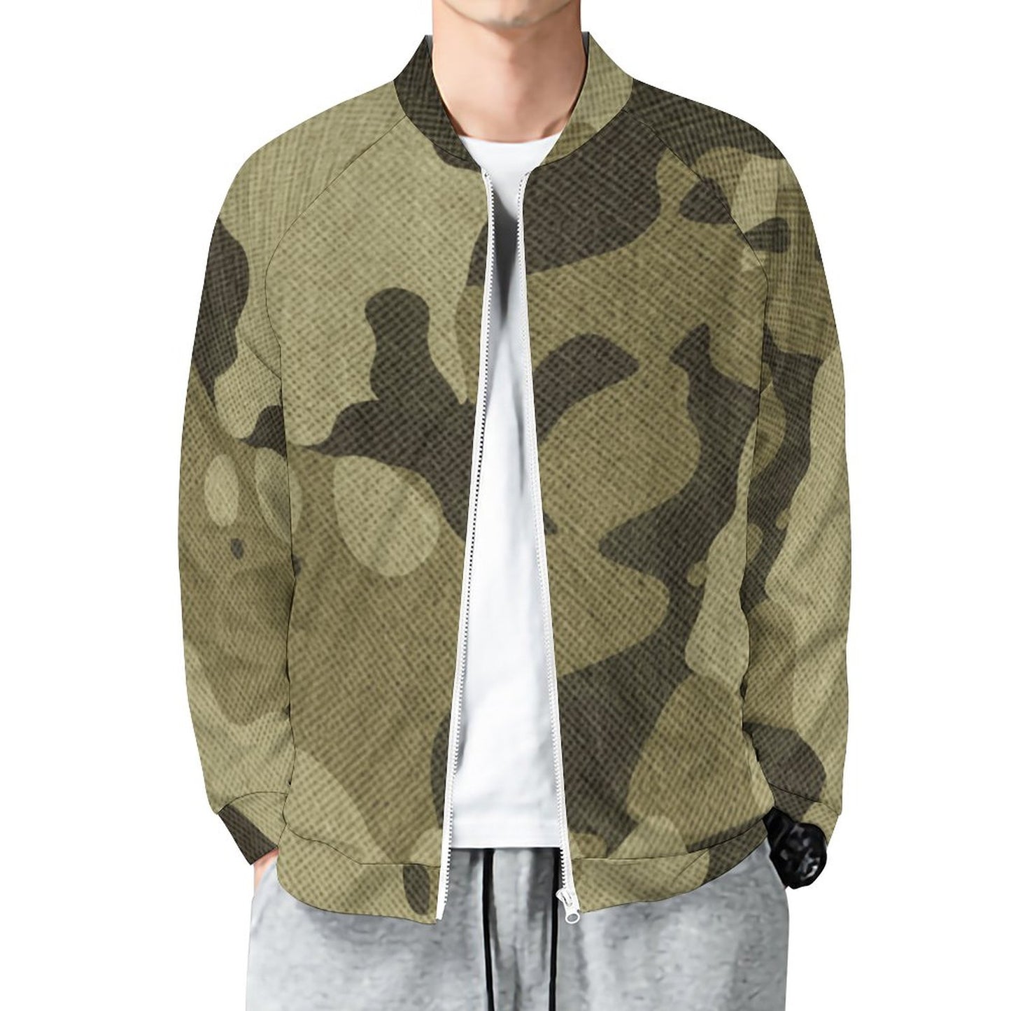 Camo Shirt | Raglan Zip-up | Green Fabric