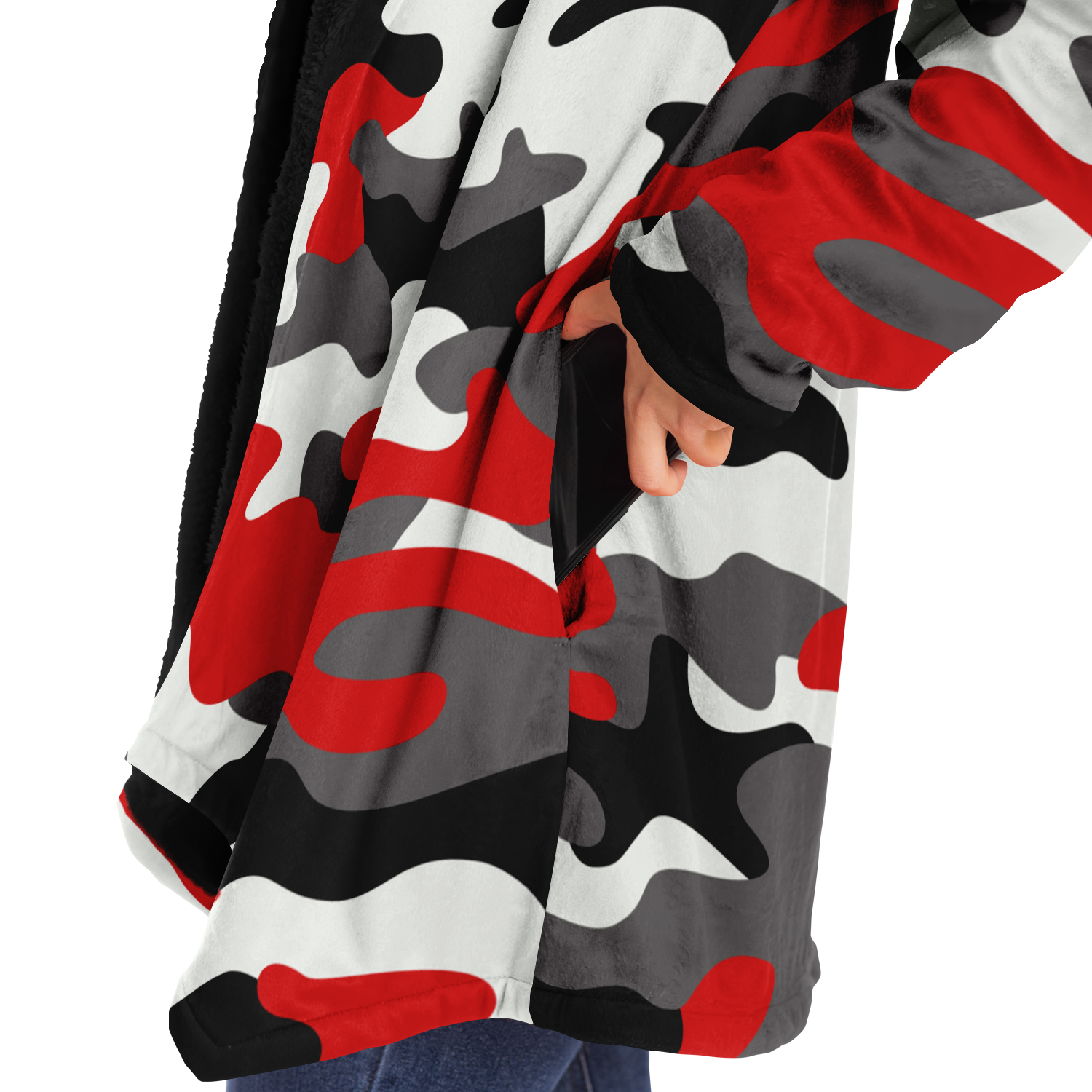 Camo Cloak | Red, Black, & White Camouflage | Microfleece