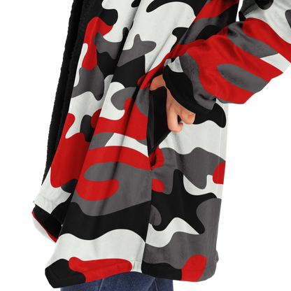 Camo Cloak | Red, Black, & White Camouflage | Microfleece