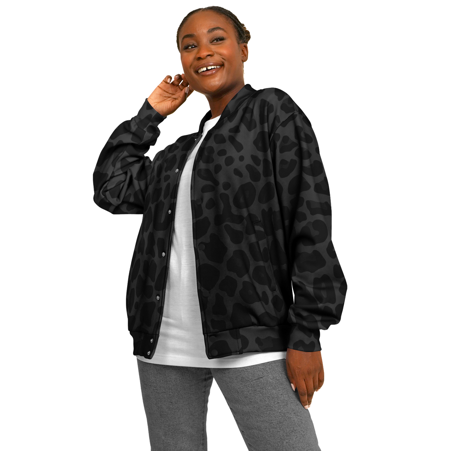 Baseball Jacket in Black Puma Print | Heavyweight Unisex