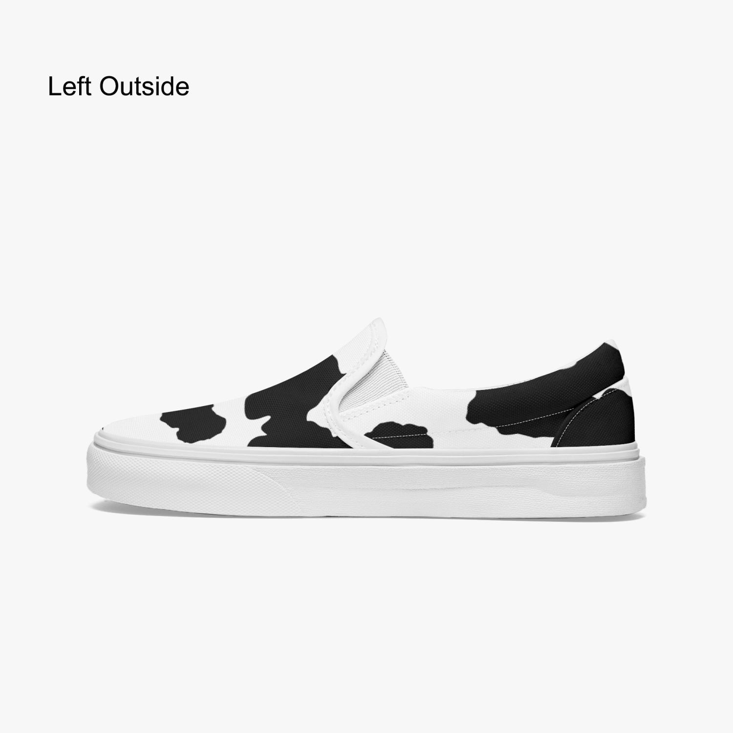 Camo Slip-On Shoes | Black & White Cow Print