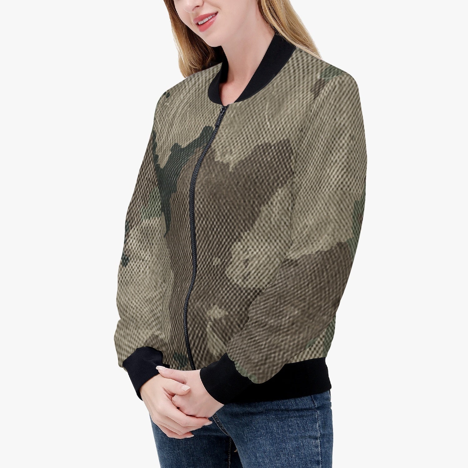 Women's Camo Bomber Jacket | Dirty Brown Camouflage