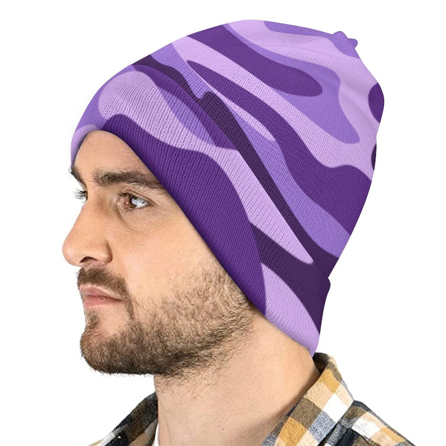 Camo Beanie | Purple, Blue & Mauve Camouflage