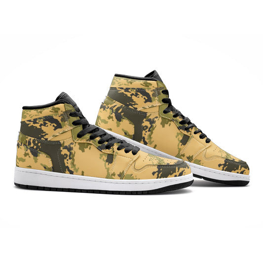 Desert Green Camo Sneakers | High Top Leather